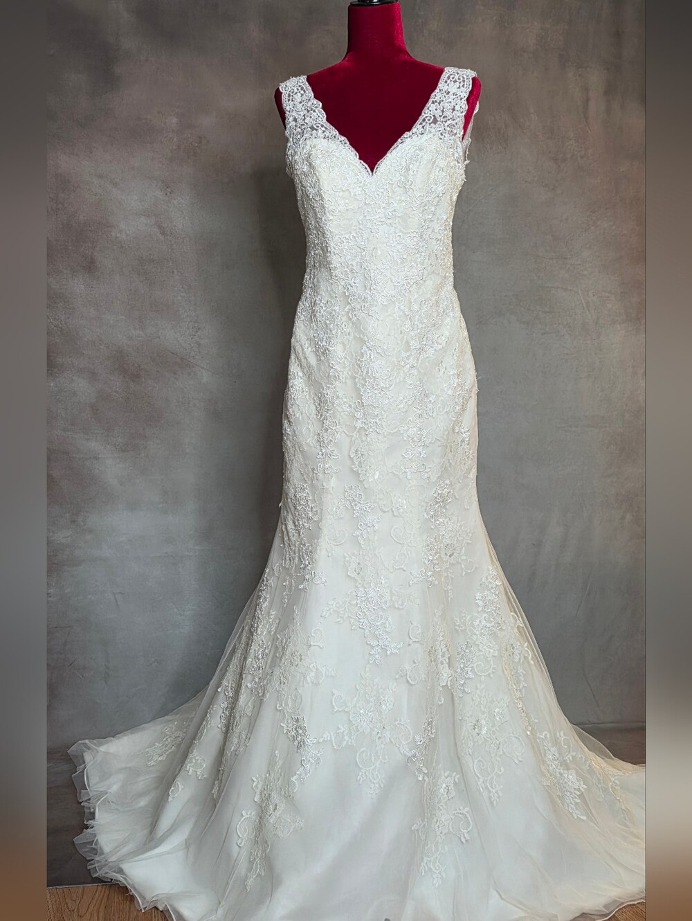 Mori Lee Wedding Dress Lace-Embellished V-Neck Ivory